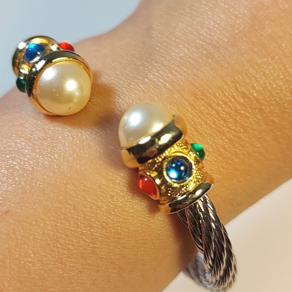 4 for $25- Jewelled Rope Bracelet in Gold & Silver Finish with Gems, Fits Most!